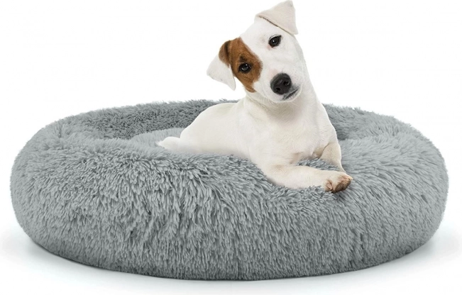 Universelles Plüschbett für Hunde und Katzen, 60 cm - hellgrau