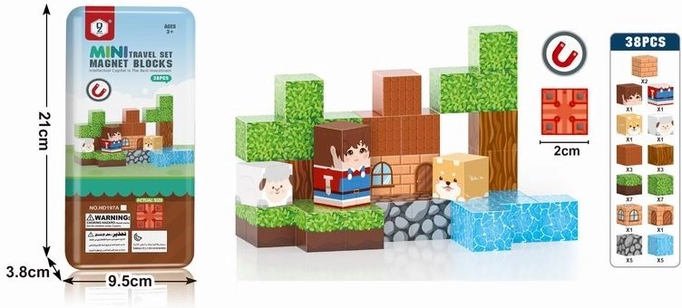 Jeu de construction magnétique Wioska (petit village) 38 pièces 2 cm