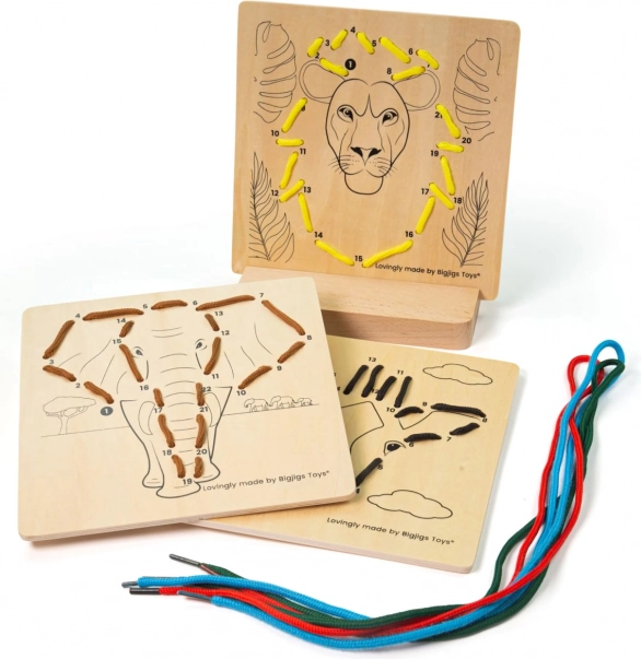Bigjigs Toys Lacing by Numbers – Wild Animals