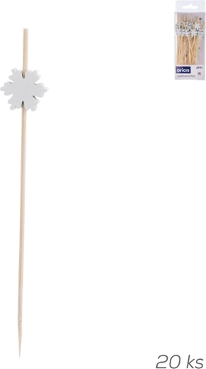 Bamboo Food Picks with Snowflake Decoration, 12 cm - 20 pcs