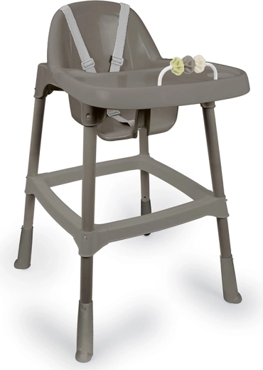 Chaise haute pour enfant avec plateau, grise