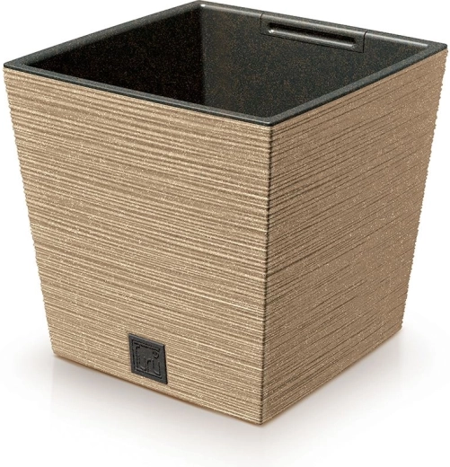 Cache-pot Furu Square Low Eco Wood avec insert 29,5 cm – naturo