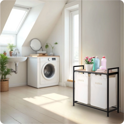 Two compartments, LIGHTS and DARKS, for instant sorting