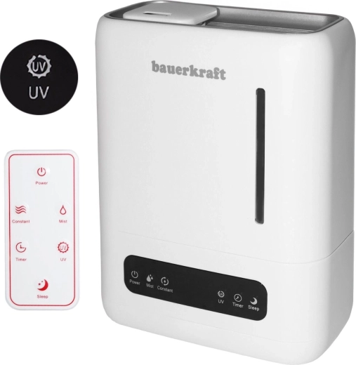Bauerkraft ultrasonic air humidifier with UV filter, aromatherapy, timer and remote control