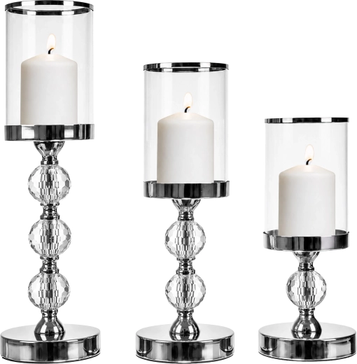Silberner Glas-Kerzenhalter im Glamour-Stil – 1 Stück