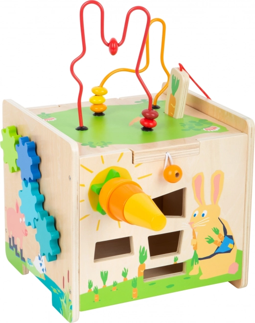 Activity Cube Bunny – wooden activity cube with maze and xylophone