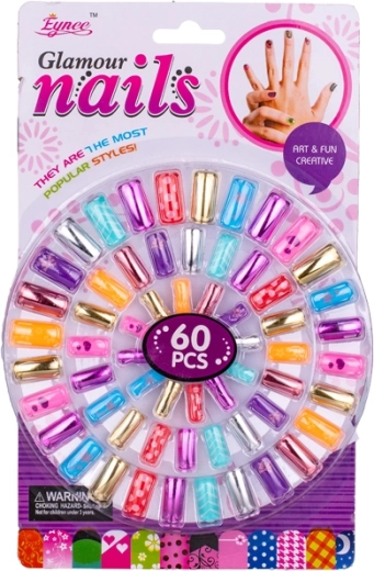 Set zelfklevende nagels voor kinderen, 60 stuks