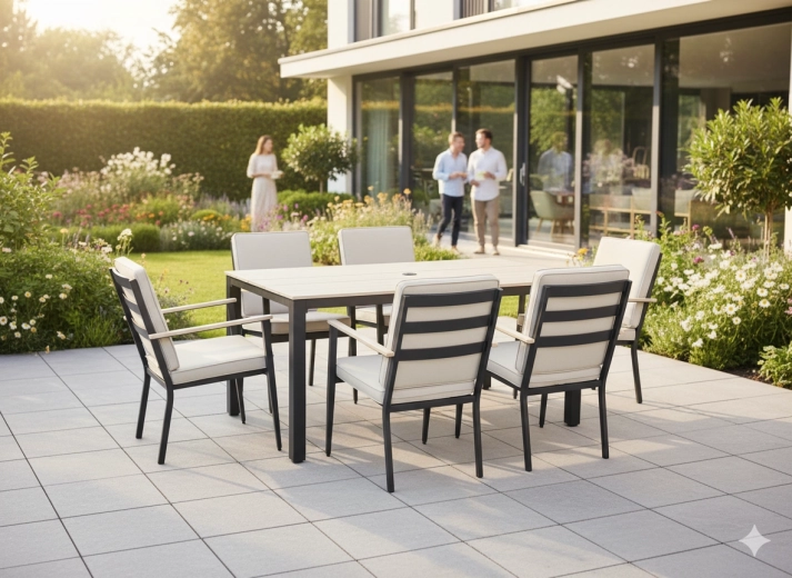 Praktische eettafel met parasolgat
