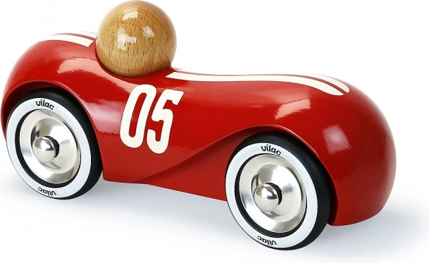 Vilac wooden racing car Streamline vintage red