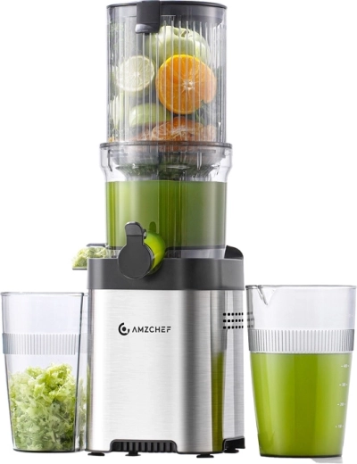 Extracteur de jus à pression lente AMZCHEF argenté