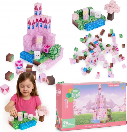 Magnetische Bausteine 96 Stk. – rosa Schloss mit Prinzessin