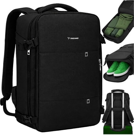 Sac à dos de voyage Trizand avec port USB noir