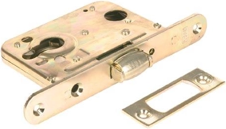 Insteekslot met cilinder en rolnoot, wit zink, links/rechts, 80 mm