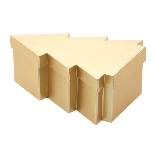 Elegante Weihnachts-Geschenkbox in Tannenbaumform, gold 28 × 22 × 10,5 cm – 1 Stück