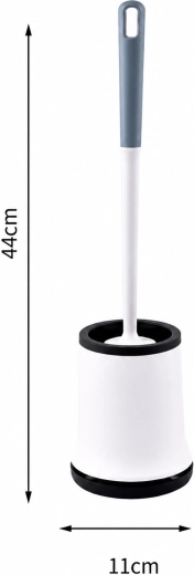 Witte siliconen wc-borstel met houder (staand en hangend) - 1 stuk