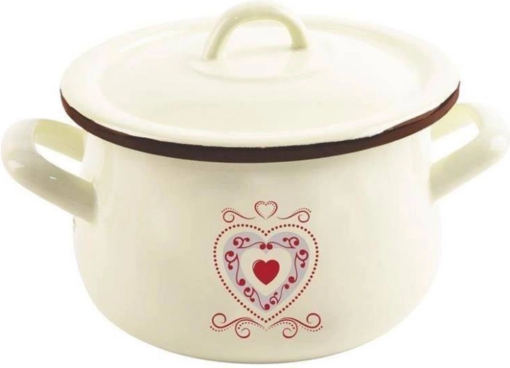 Geglazuurde pan met deksel beige TONCA 16 cm, 2,3 l