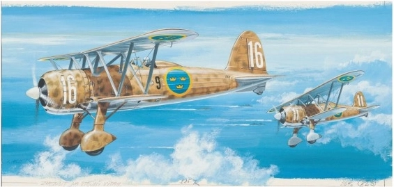 Model Fiat C.R. 42 FALCO 20,9x24,1 cm in doos 31x13,5x3,5 cm