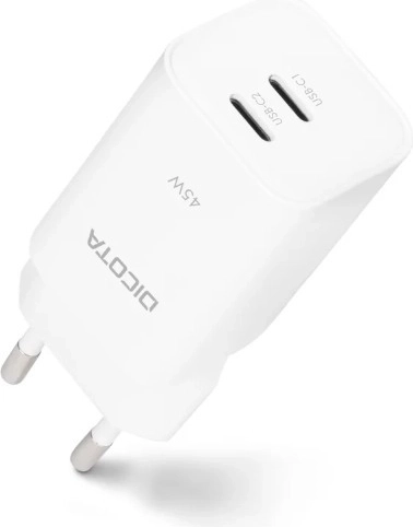 GaN-Ladegerät 45 W 2× USB‑C weiß (EU)
