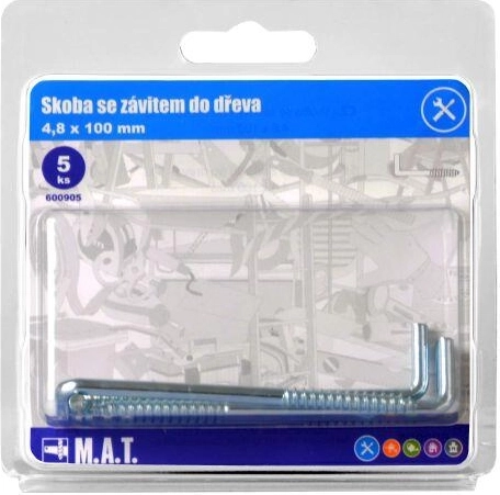 Gesloten haak met houtschroefdraad 100 × 4,8 mm, verzinkt (5 stuks)