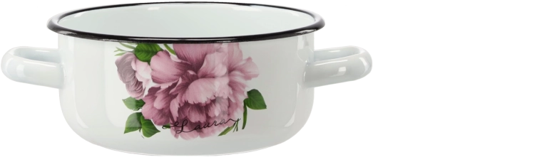 Enamel pot 1.5 l with handles Laura peony, 16 cm