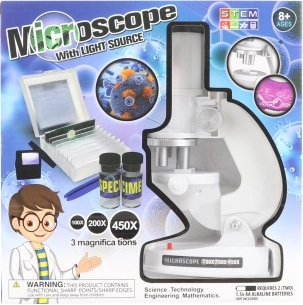Plastic battery-powered microscope for kids 8+