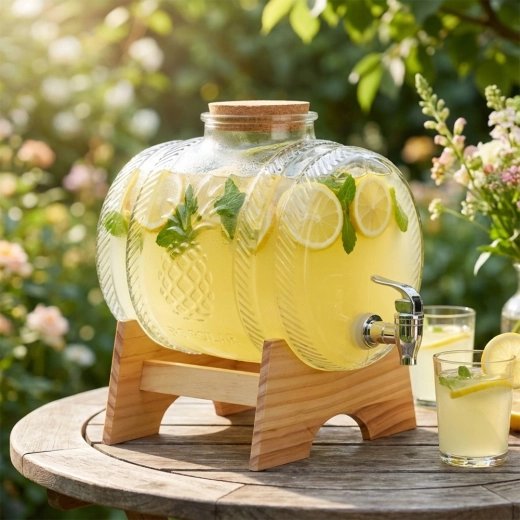 Holzständer und Korkdeckel