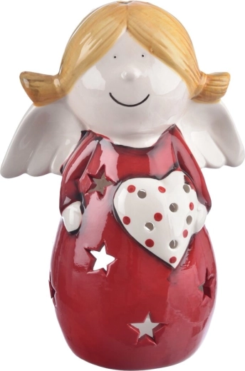 Ceramic Candle Holder Angel Red