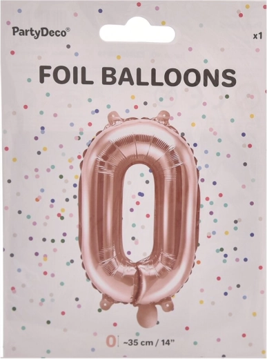 Ballon en aluminium chiffre 0 rose nacré 35 cm
