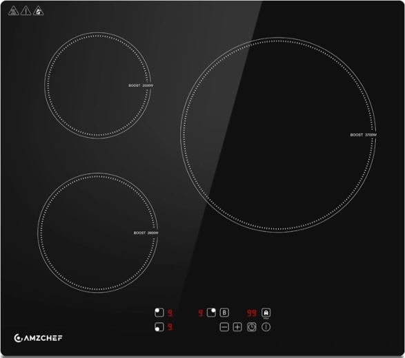 AMZCHEF inbouw inductiekookplaat met 3 zones 60 cm