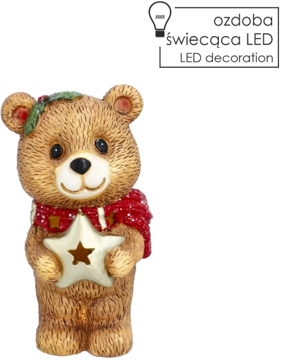 Kerstdecoratief beeldje van een beertje met LED-ster