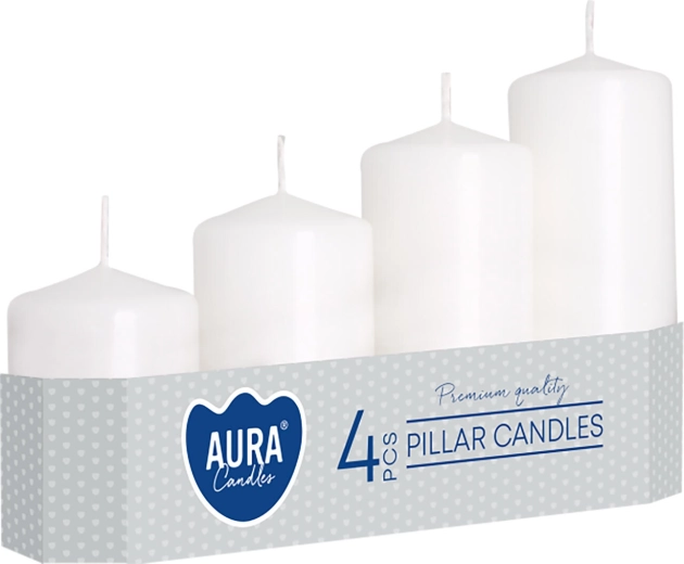 Graduated White Advent Candles - 4 pcs