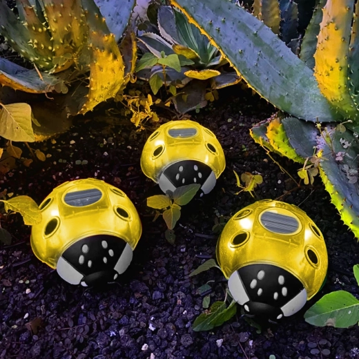 Zonnelamp voor de tuin Lieveheersbeestje geel met 6 LED's