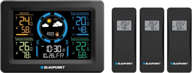 Station météo avec 3 capteurs sans fil BLAUPUNKT WS40BK