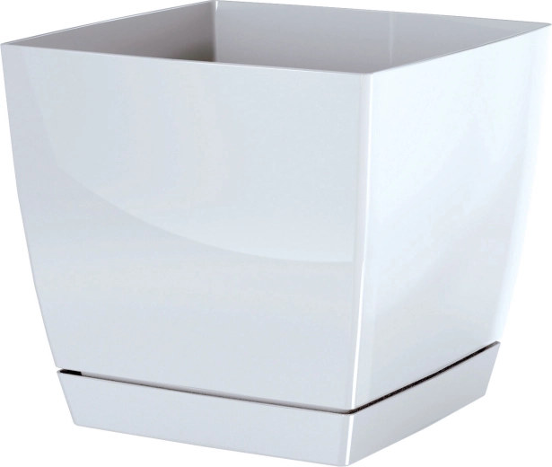 Bloempot Coubi Square met schotel 10 cm wit