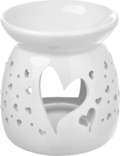 White porcelain aroma lamp with heart motif