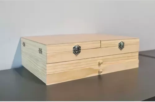 Praktischer Holzkoffer mit 2 Schubladen