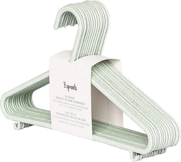 Cintres pour enfants 3 Sprouts en paille de blé Seafoam, 15 pièces