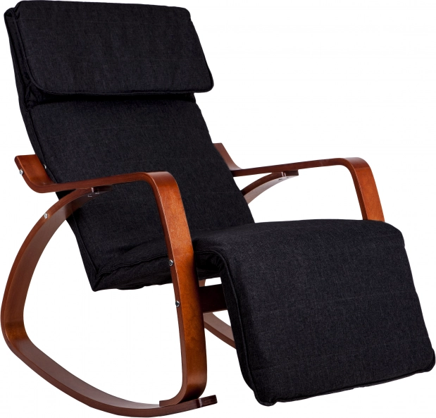 Fauteuil à bascule avec repose-pied réglable et accoudoirs en bois de ModernHome