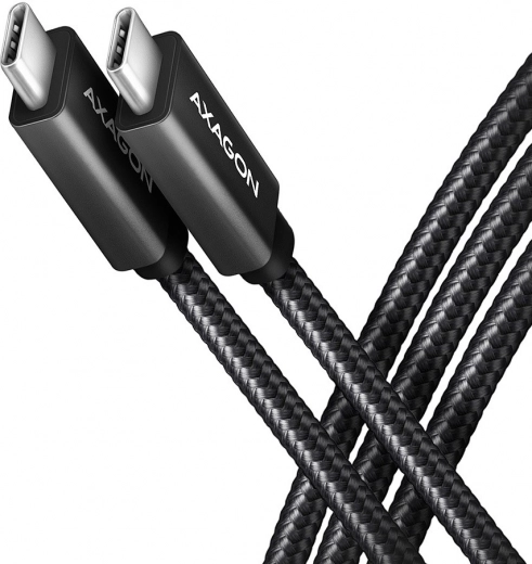 AXAGON USB‑C – USB‑C kabel 3.2 Gen 2, 1 m, PD 100 W, 5 A, 4K, aluminium, gevlochten, zwart