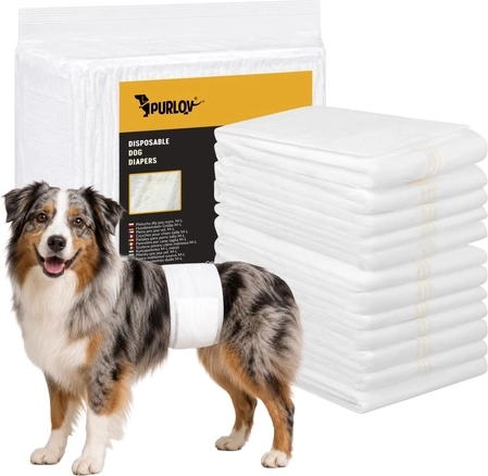 Couches absorbantes jetables pour chien Purlov M-L (12 pcs)