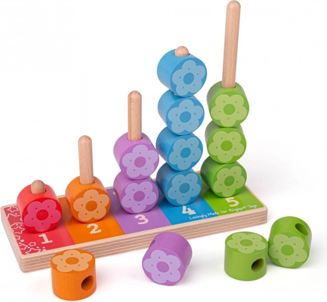 BIGJIGS Wooden Stacking Colorful Flowers