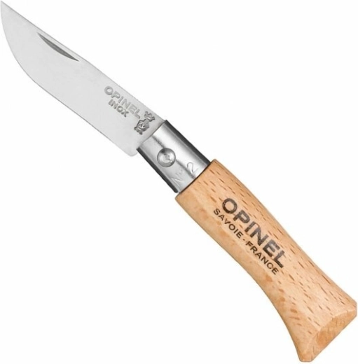 Opinel N°02 Inox Taschenmesser 3,5 cm aus Buchenholz