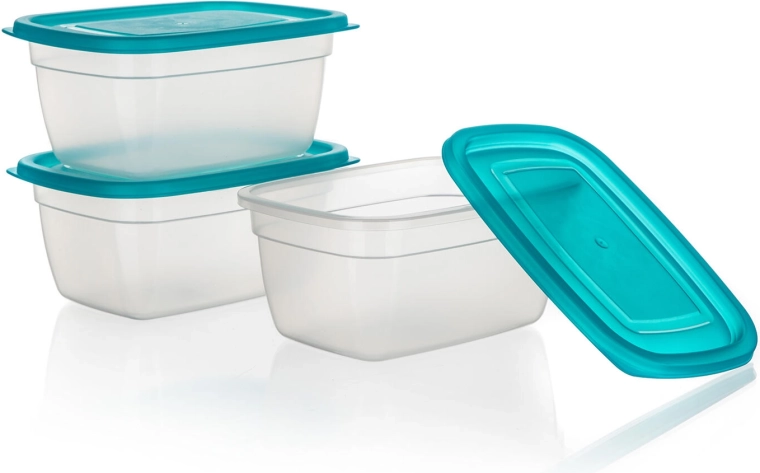 Set van plastic voedselbakjes 0,95 l – turquoise, 3 stuks