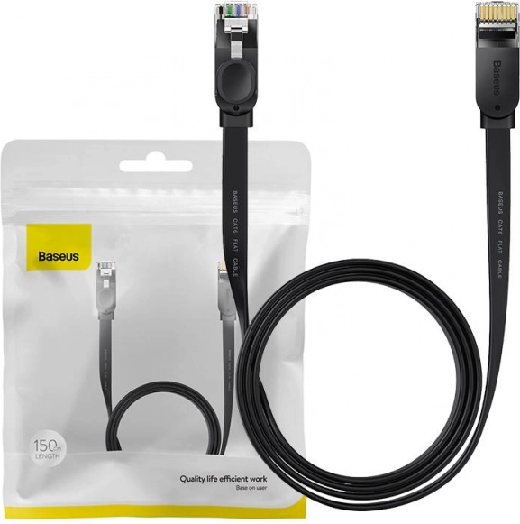 Platte ethernetkabel BASEUS RJ45 CAT6 1,5 m zwart