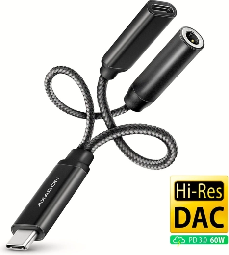Carte son externe USB-C DAC 32 bits prise jack 3,5 mm avec Power Delivery 60 W