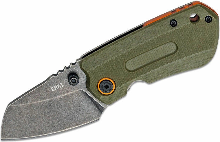 CRKT Overland Compact zakmes 5,7 cm, Black Stonewash, groen G10