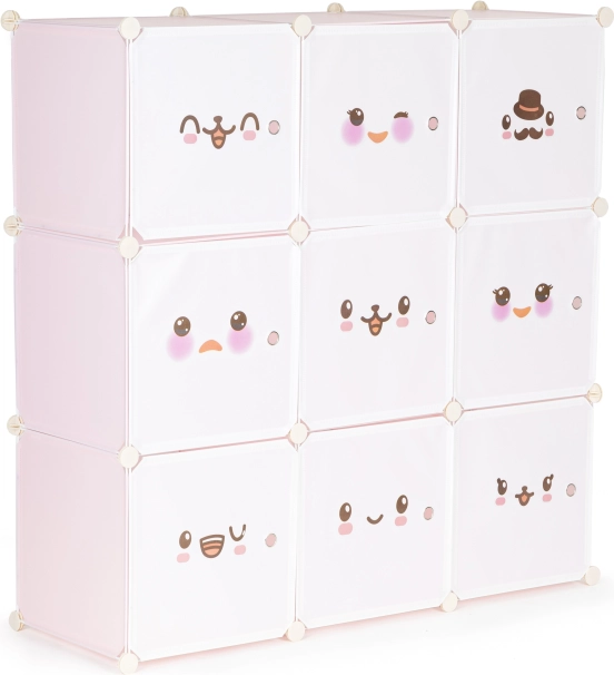 Armoire modulable pour enfants avec 9 étagères ModernHome – Rose