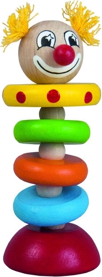 DETOA Clown an Gummischnur 12 cm – Holzspielzeug für Kinder ab 6 Monaten