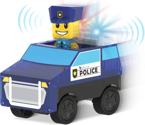 2 figures and a pull-back police vehicle included