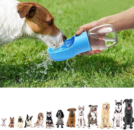 Draagbare waterfles voor hond en kat met geïntegreerde drinkbak 350 ml